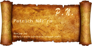 Petrich Nóra névjegykártya