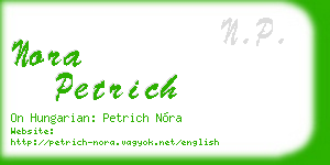 nora petrich business card